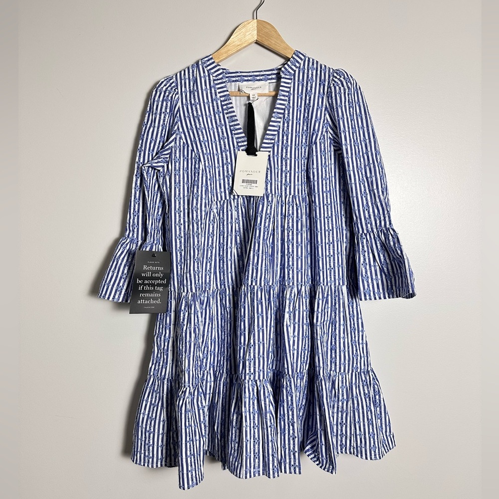POMANDER PLACE
Blue Stripe Floral Embroidered Lanie Dress - Picture 5 of 10